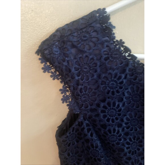 Laundry Shelli Segal Lace Sheath Dress Inkblot Navy Blue 8 NWT Cocktail Formal - Picture 6 of 11